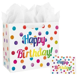 13" Large Happy Birthday Gift Bag with Card and Tissue Papers for Kids with H... - Picture 1 of 6