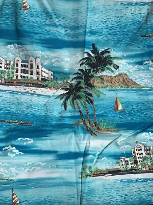 Tecido vintage tropical para roupas de rayon para férias na praia 114x56” - Imagem 1 de 4