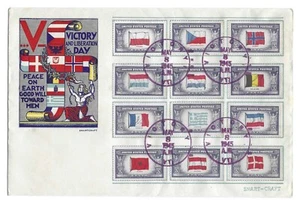 US 1945 VICTORY VT TYING COMPLETE SET OF FLAGS OF 12 LIBERATED COUNTRIES - Picture 1 of 2