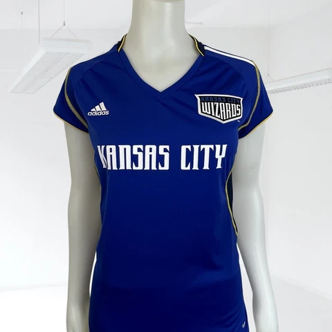 Adidas MLS Kansas City KC Wizards Jersey Blue Size M/L  Sporting Shirt Cover