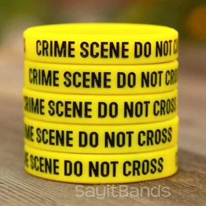 Set of CRIME SCENE DO NOT CROSS Wristbands - CSI Fan Silicone Bracelets Lot - Picture 1 of 8