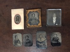 7 Antique Tin Type Photographs Picturess Men and Women Tintype