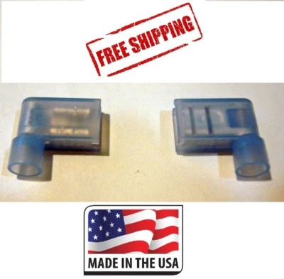 (50) 14-16 BLUE NYLON FEMALE FLAG TERMINAL RIGHT ANGLE FULLY INSULATED CONNECTOR - Image 1 of 2