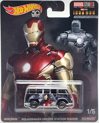 HOT WHEELS 2018 POP CULTURE IRON MAN VOLKSWAGEN DELUXE STATION WAGON REAL RIDERS - Image 1 of 2