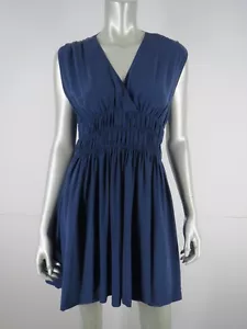 Joie Dress Cocktail Party Mini NEW Size M Blue Silk Sleeveless Ruched Fit Flare - Picture 1 of 12
