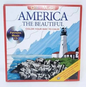 America the Beautiful Adult Coloring 48 Pages With Patriotic Music CD Included - Foto 1 di 7
