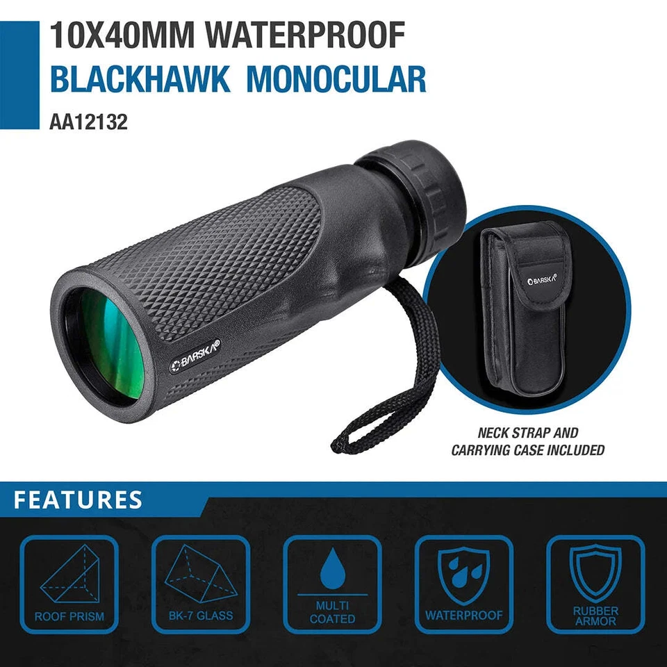 Barska AA12132 10x 40mm Blackhawk Waterproof Hunting Compact Monocular - Image 1 of 4