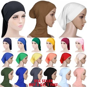 Plain Muslim Head scarf Inner Hijab Caps Islamic Underscarf Ninja Scarf hat - Picture 1 of 44