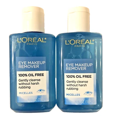 L'Oreal Paris Eye Makeup Remover 100% Oil Free Gentle Cleanse 4 fl oz Lot of 2 - Image 1 of 4