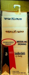 Permanent Press Monogrammed K Men's Handkerchiefs of Quality Sealed 1970s - Picture 1 of 2