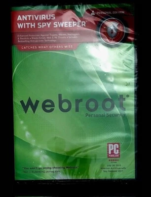 TWO!! NEW 2011 Webroot Antivirus with Spy Sweeper (PC, Personal Edition) Sealed - Image 1 of 2