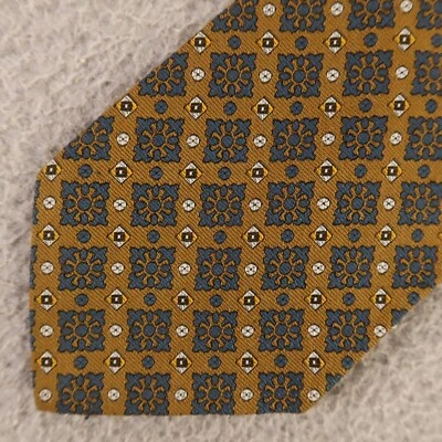 Corbata De Colección Azul Geométrica Cuadrados Dacron Poliéster Hecha en Escocia EE. UU. 60s 3.5" Foto 1 de 4