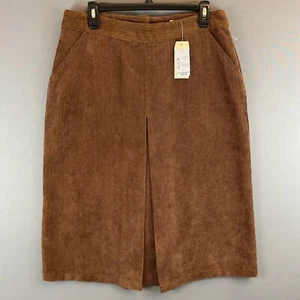 Christopher & Banks Front Inverted Box Pleat Brown Corduroy Skirt NWT Size 8 - Picture 1 of 7