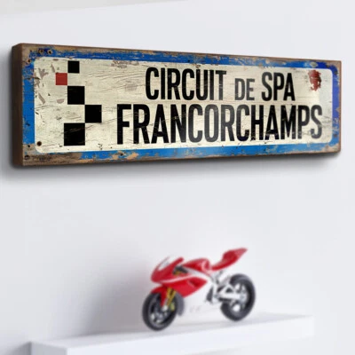 SUFFOLK SIGNS Spa Race Track 40cm Wood Sign Circuit de Spa Francorchamps Formula 1 F1 Plaque