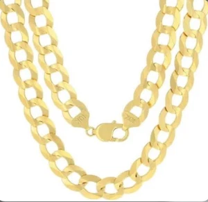 10K Yellow Gold Solid 14mm Curb Cuban Chain Link Necklace Bracelet 22" 75 Grams - Picture 1 of 1