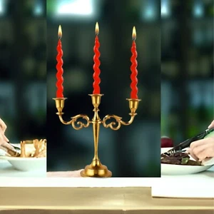 3 Arm Gold Candelabra Candlestick Candle Holder Halloween Décor Centerpiece - Picture 1 of 10