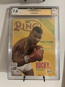 1986 Boxing The Ring Magazine CGC 7.0 Mike Tyson AUTOGRAPH 9.0 Signed February  - Picture 1 of 5