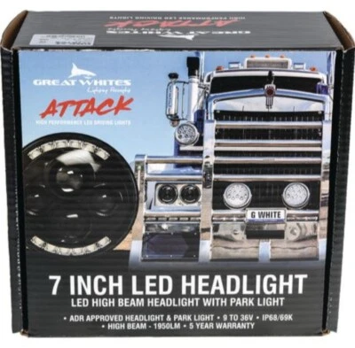 GREAT WHITES 7 Inch LED Headlight Insert High Beam Only with Park GWF1010 - Image 1 of 4
