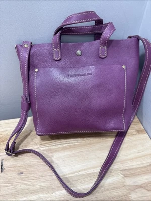 Portland Leather Goods Purple Full Grain Crossbody Tote Bag Small Purse - Image 1 of 4