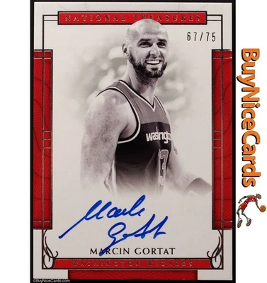 2016-17 Marcin Gortat Panini 国家宝藏卡片蓝色墨水签名/75 — 第 1/2 张图片