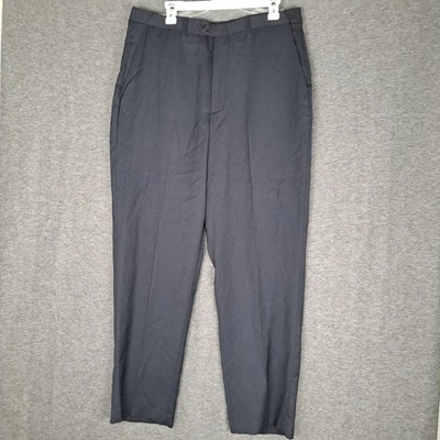 NUEVO Pantalones de vestir para hombre Claiborne 36W 32L azul marino frente liso mezcla de lana recta nuevos con etiquetas Foto 1 de 4