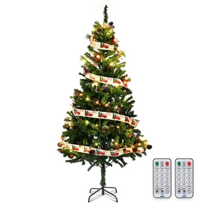 Christmas Tree Artificial Lighted 6Ft Green 670 Branch Tips Xmas Decoration - Picture 1 of 11