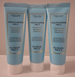 ~ NEW ~ SET OF 3 x SUNDAY RILEY AQUAMARINE MELT HYDRATING GEL-BALM CLEANSER 30ml - Picture 1 of 2
