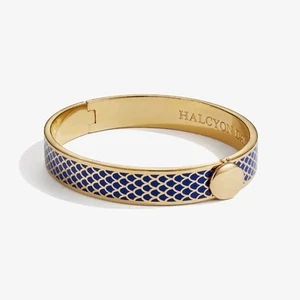 NEW Halcyon Days Salamander Deep Cobalt Hinged Bangle w/18k Gold Plate - Picture 1 of 2