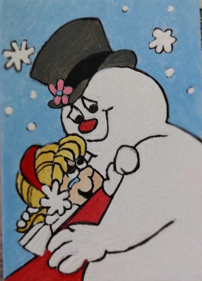 3.5"X2.5" Artist Trading Card Frosty and Karen HAND PAINTED ACRYLIC  - Image 1 of 1