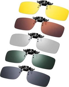 Frienda 5 Pairs Polarized Clip On Sunglasses 2.36 x 1.57 Inch, Cool Color - Picture 1 of 7