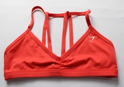 Sujetador deportivo Gymshark para mujer soporte ligero acanalado con tiras AC2 rojo mediano nuevo con etiquetas  Foto 1 de 4