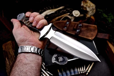 CFK Handmade AUS 10 Custom GENUINE SHEEP HORN Large Dagger Hunting Shiv Knife - Image 1 of 4