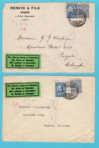 COLOMBIA 2 SCADTA cubiertas de aire 1930 Barranquilla a Bogotá con etiquetas de aire - Imagen 1 de 2