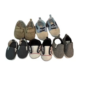 5 Pair Bundle Baby Boys Shoe Lot Boots Flats Everyday Casual Sz 0-9 month - Picture 1 of 11