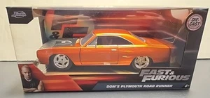 New 2024 Jada 1/24 Fast & Furious Dom's Plymouth Road Runner Orange Diecast Car - Picture 1 of 7
