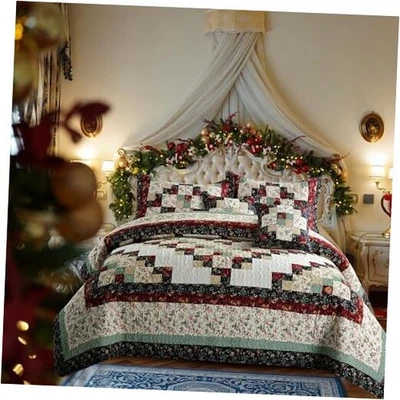 Genuine Patchwork Quilt Sets 100% Cotton Size California King Red Plaid - Image 1 of 4