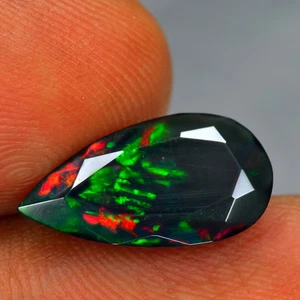 2.24Ct Pear_Phenomenal Rainbow 3D Flash Natural Solid Welo Black Opal - Picture 1 of 1