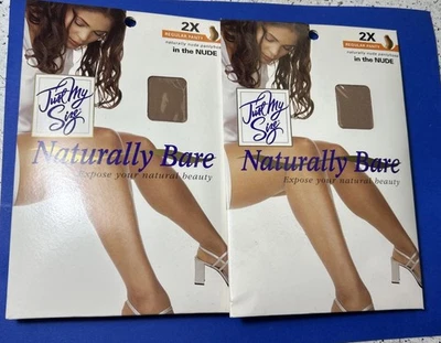 Just My Size Naturally Bare 2X Pantimedias DESNUDAS Lote de 2 Piernas NUEVO SELLADO Foto 1 de 4
