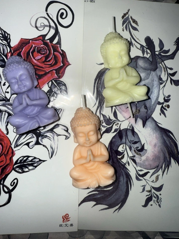 Meditating Buddha Candles - Peace,Harmony, Enlightenment (2 candles)  - Image 1 of 3