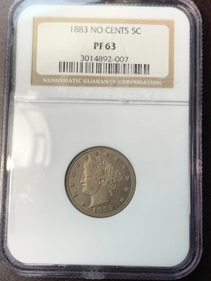 1883 5c No Cents Proof Liberty V Nickel NGC PF63 Scarce Early Proof 5219 Mintage - Image 1 of 4
