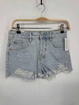 Nuevo con etiquetas Pantalón Corto Pacsun High Rise Festival Mujer 26 Azul Claro Denim Envejecido Cremallera Mosca Foto 1 de 4