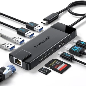 USB C Hub Multiport Adapter 10-in-1 USB C Dongle for MacBook Pro Air, Gigabit... - Picture 1 of 8