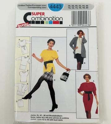 Burda Super Combination Sewing Pattern 4443 Dress Jacket Skirt Tunic 10-20 UNCUT - Image 1 of 4