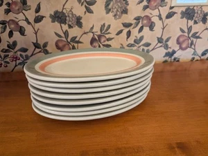 8-VINTAGE SHENANGO OVAL RESTAURANT PLATTERS 12-1/2X8-1/2" PINK/GREY #SHO55 - Picture 1 of 5