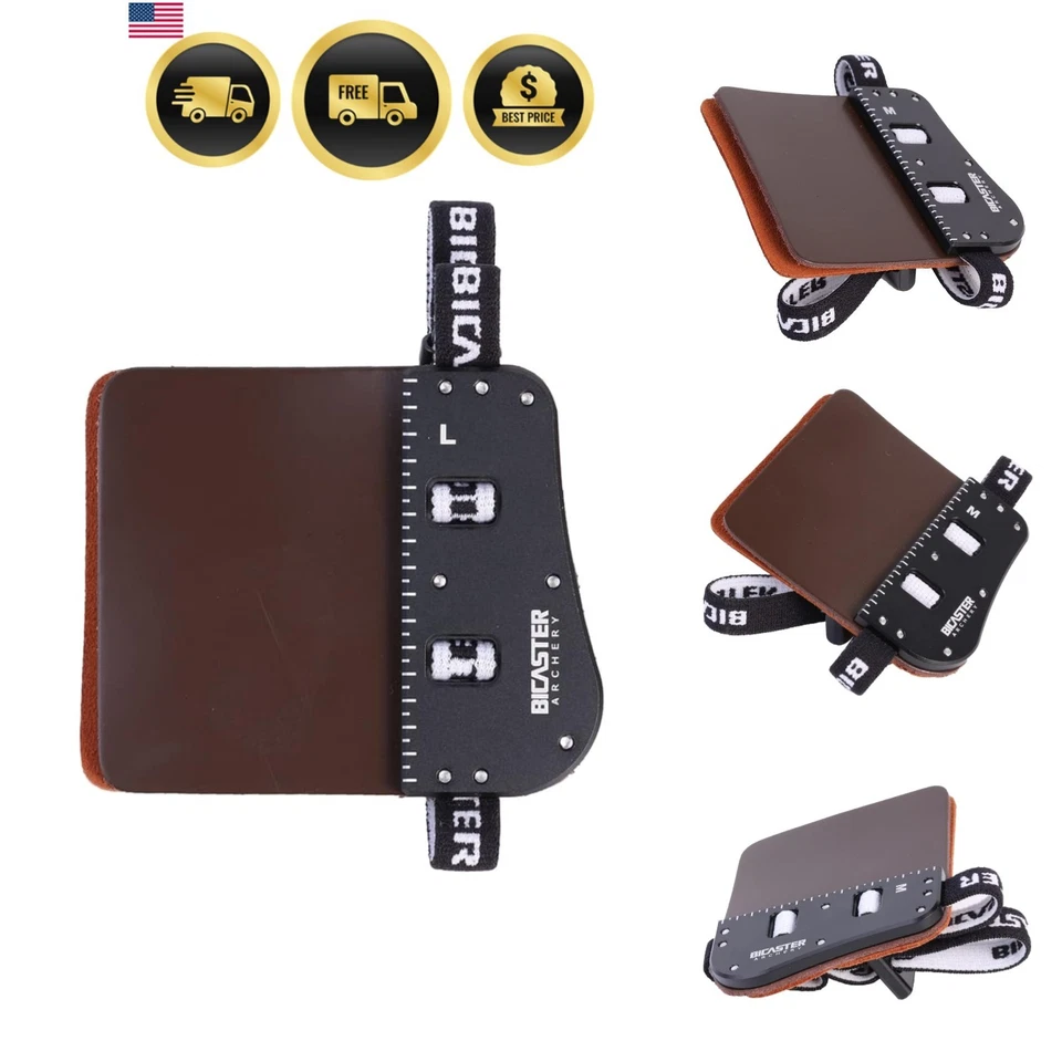 Barebow Finger Tabs Cowhide Face Aluminum Plate Right Hand Large Brown - Image 1 of 4