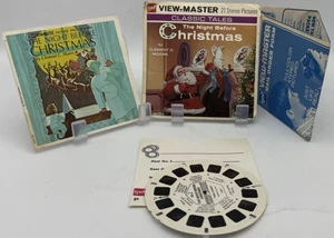 Juego de 3 imágenes 3D coloridas vintage 1962 View-Master La noche antes de Navidad - Imagen 1 de 3