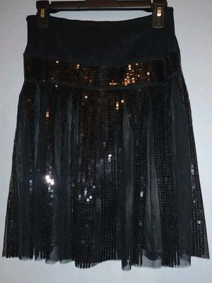 Vintage Studio M Y2k Black Sparkle midi length vintage skirt Sheer Whimsy Goth - Image 1 of 4