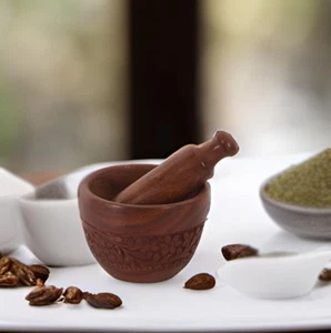 Wooden Mortar & Pestle Grinding Bowl Set Garlic Crusher (11057) - Picture 1 of 6
