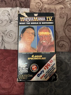 WWF Wrestlemania IV (VHS, 1988) Wrestling WWE WCW Hulk Hogan Andre The Giant  - Image 1 of 4
