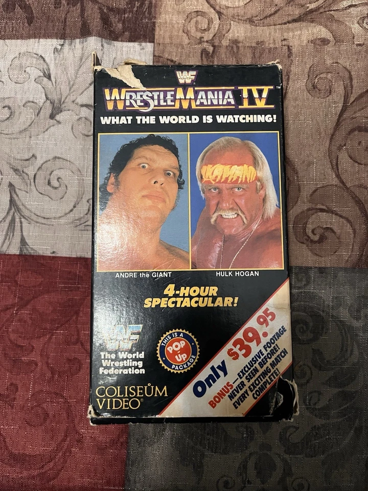 WWF Wrestlemania IV (VHS, 1988) Wrestling WWE WCW Hulk Hogan Andre The Giant  - Image 1 of 4